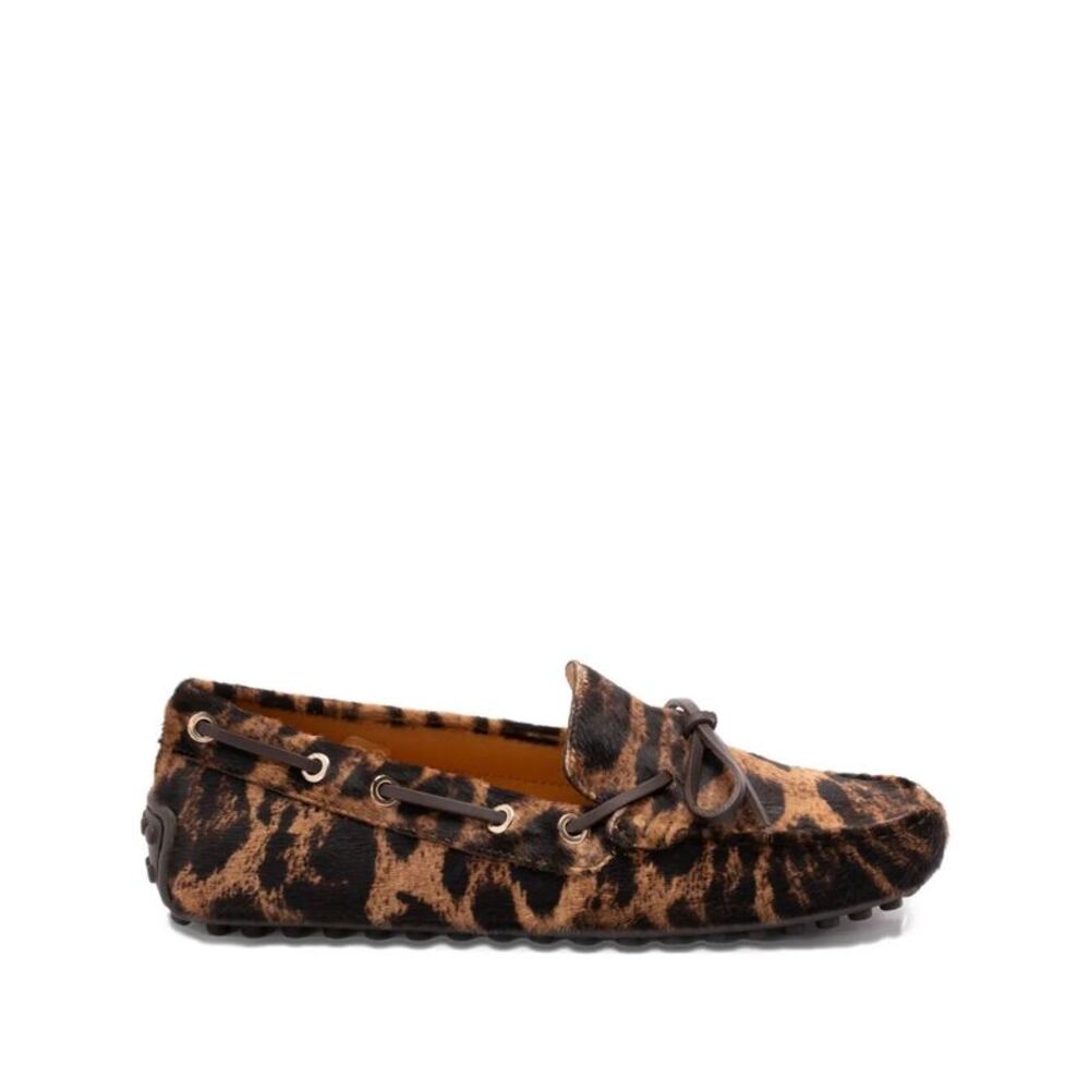 Leopard-Print Calf Hair Loafers Women